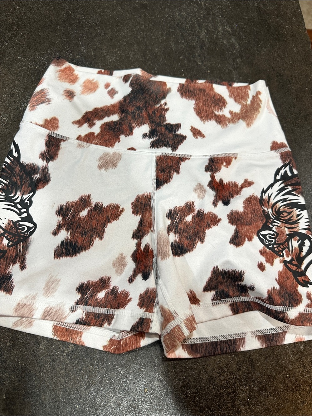 Darc Sport Women's White and Brown Cowprint Bike Shorts